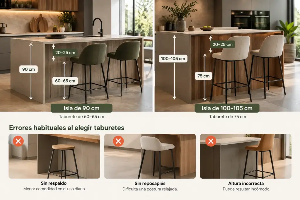 errores altura taburete cocina