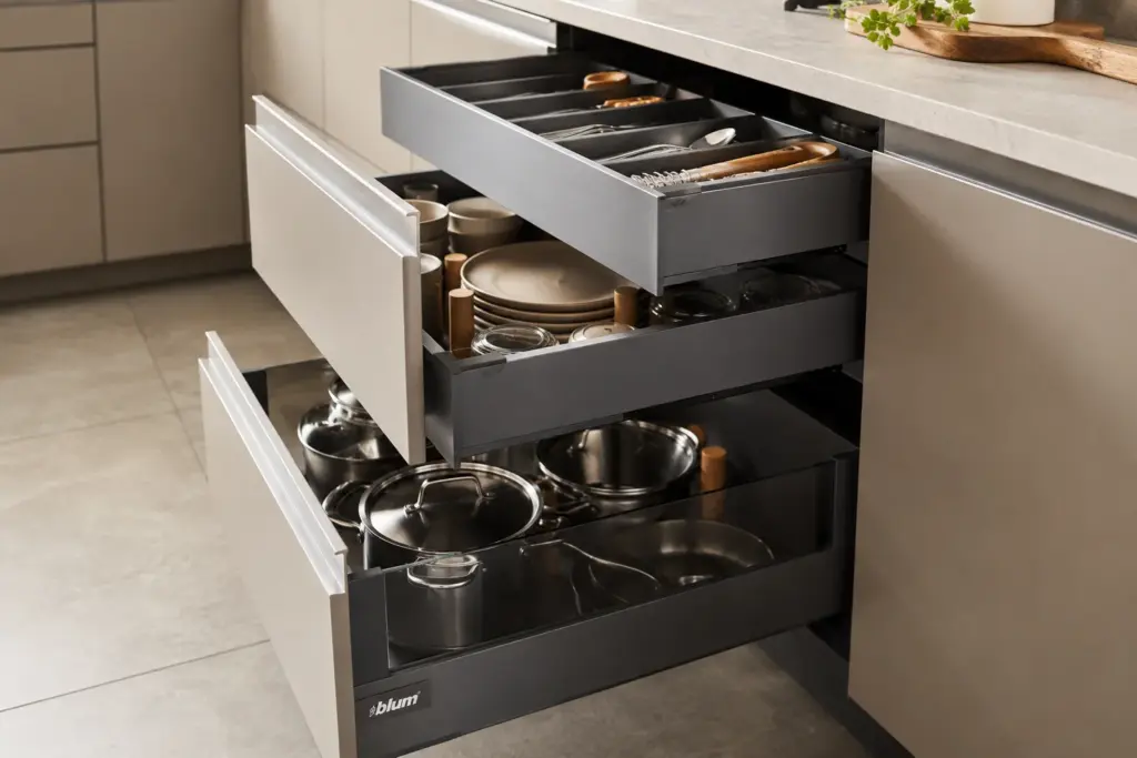 mueble modular de cocina con cajones